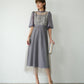 LACE COMBI PLEATS DRESS