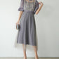 LACE COMBI PLEATS DRESS