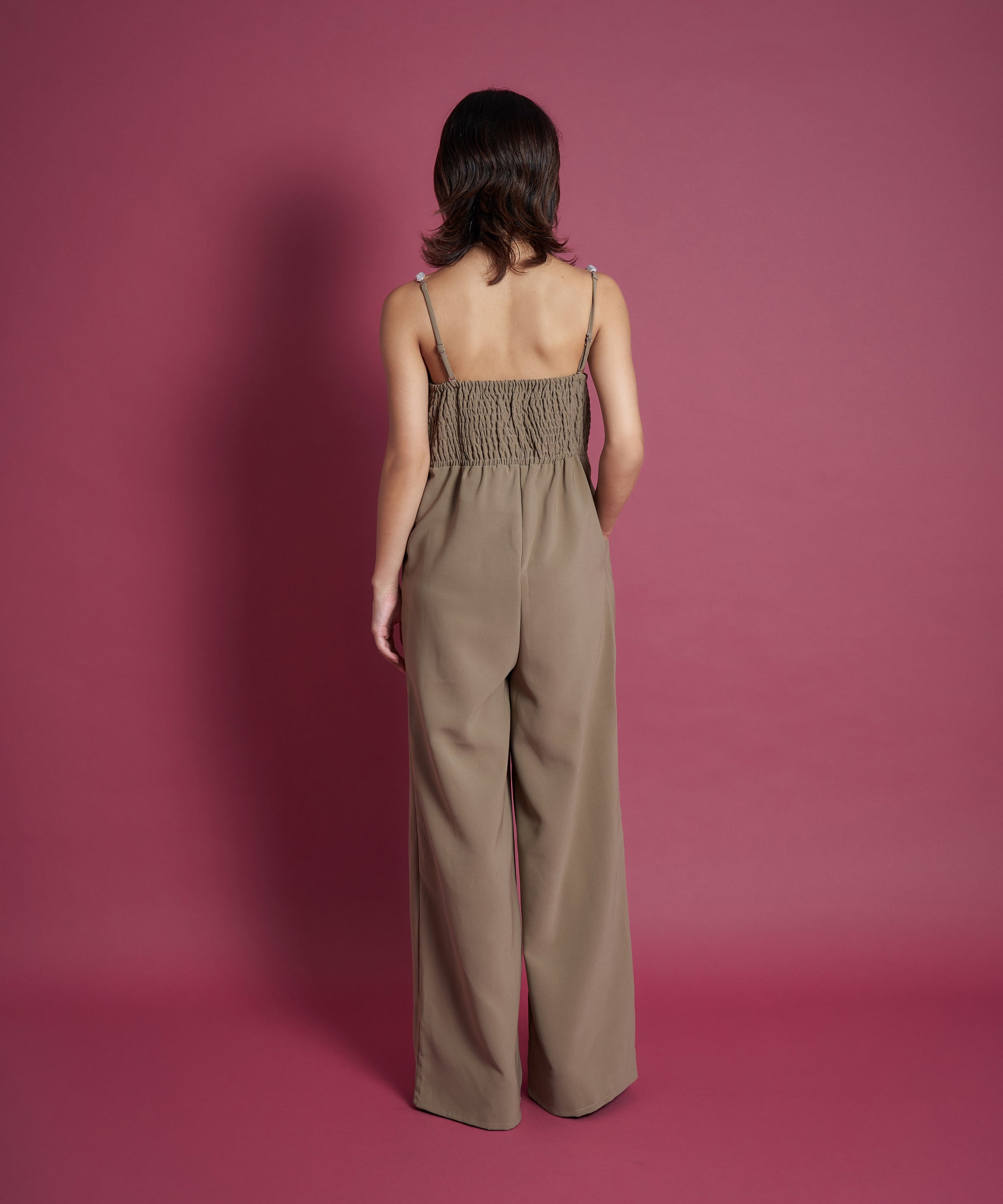 2WAY PEARL STRAP PANTS DRESS