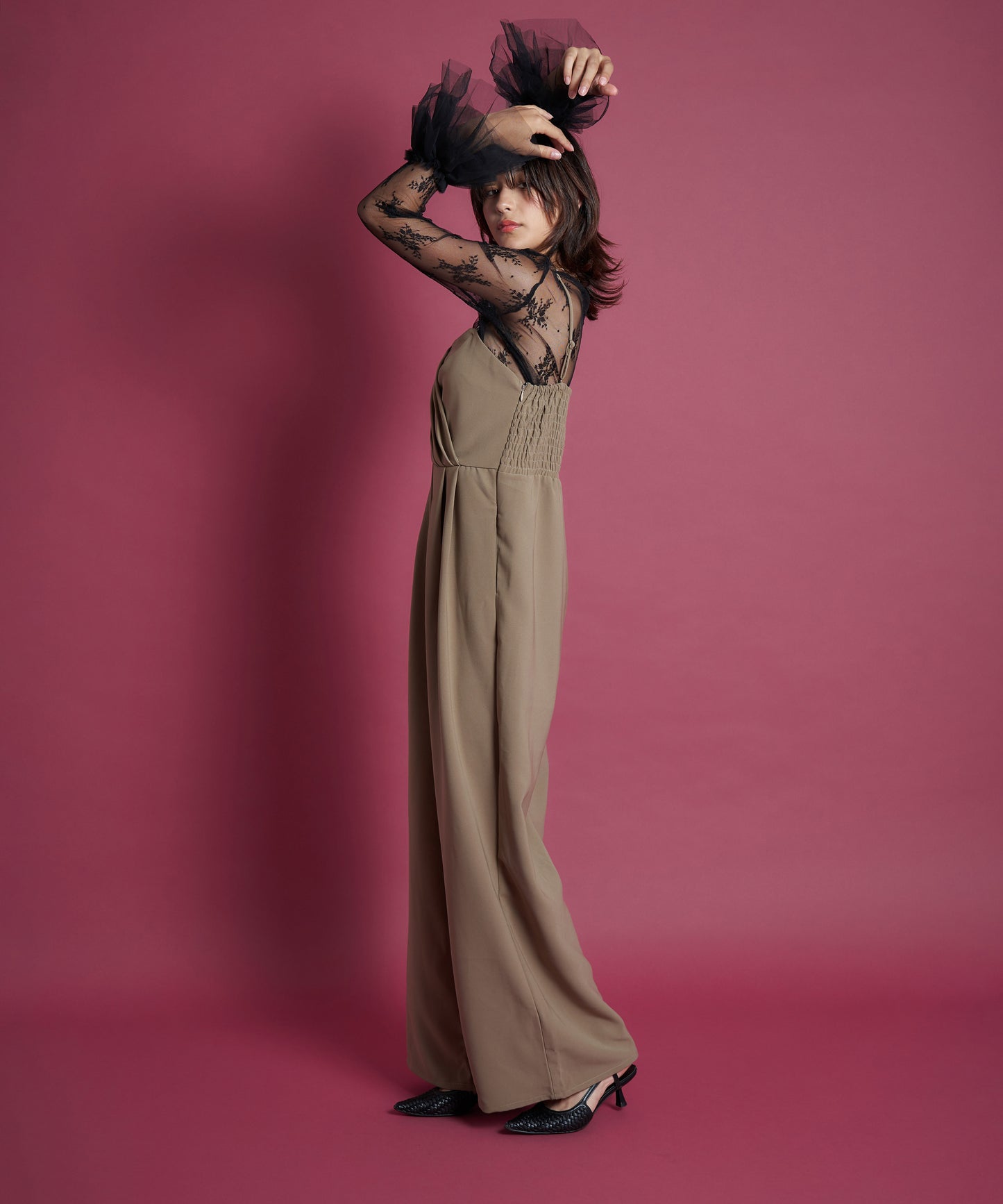 2WAY PEARL STRAP PANTS DRESS