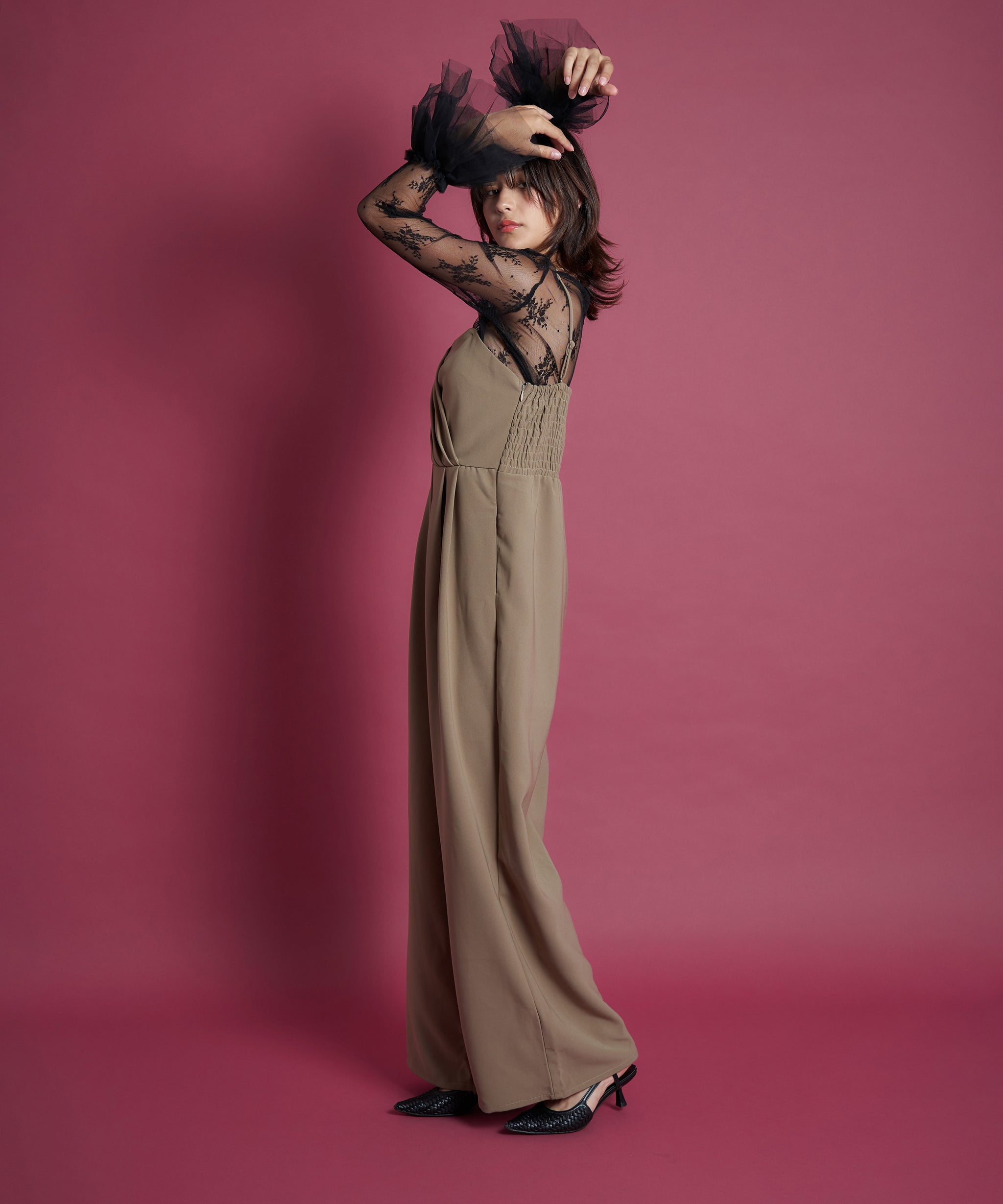 2WAY PEARL STRAP PANTS DRESS
