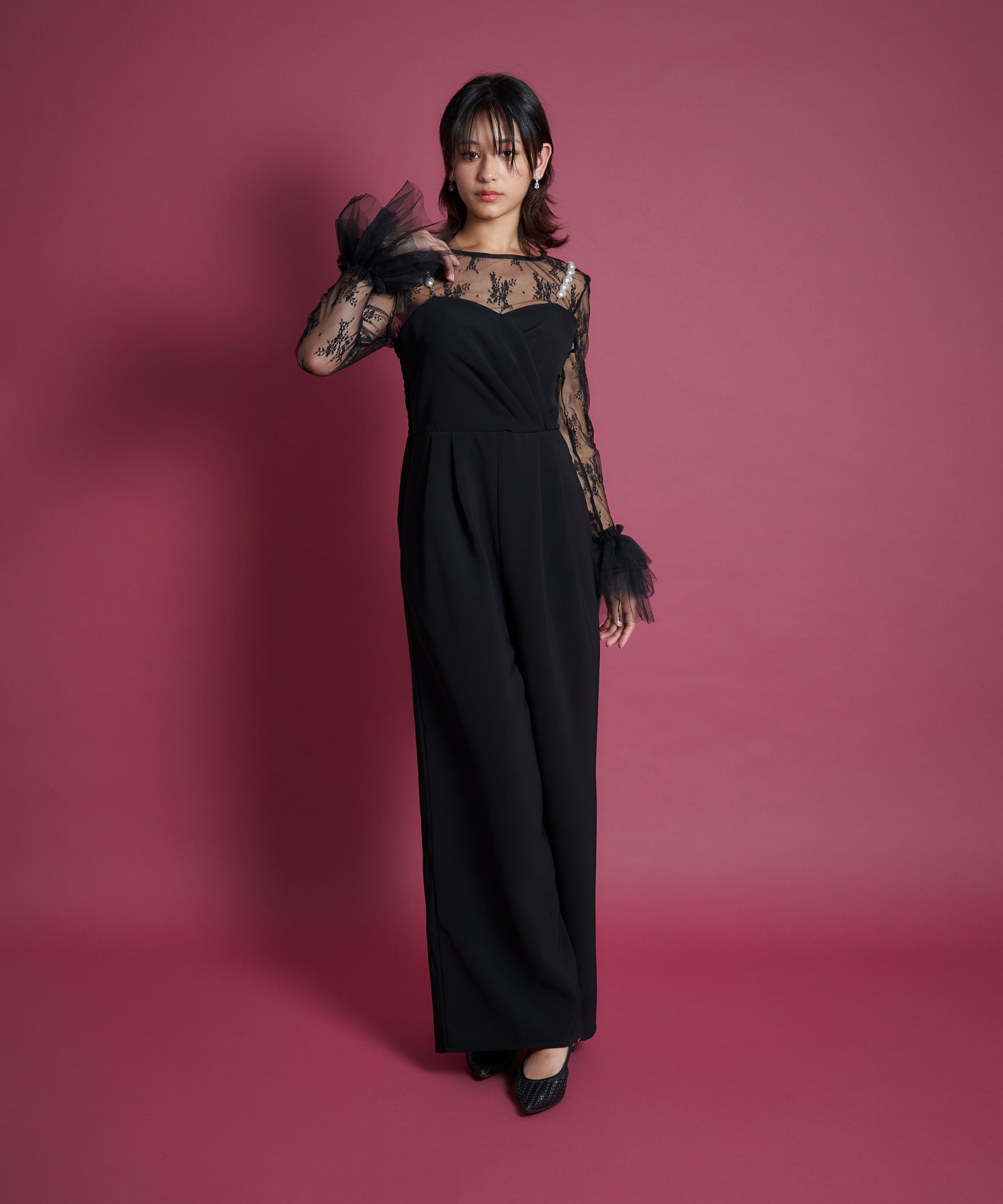 2WAY PEARL STRAP PANTS DRESS