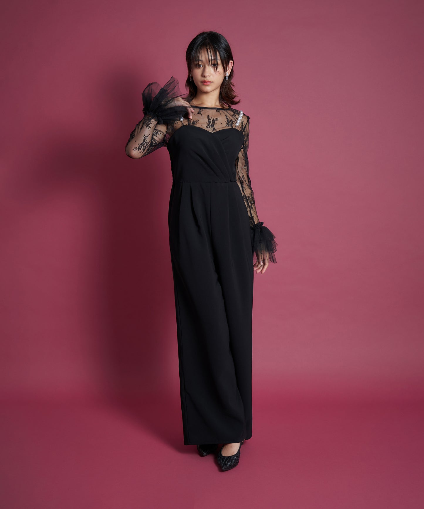2WAY PEARL STRAP PANTS DRESS