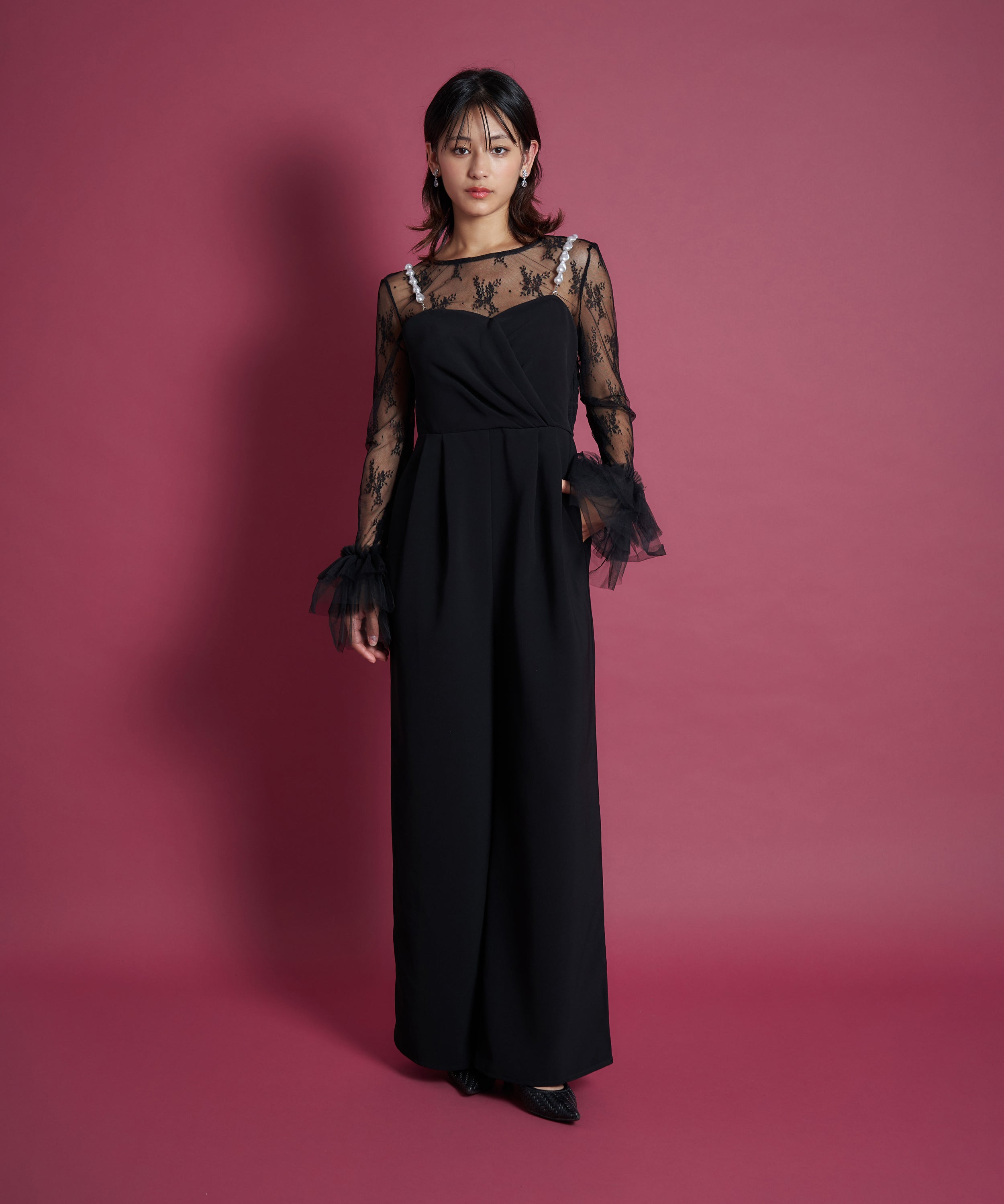 2WAY PEARL STRAP PANTS DRESS
