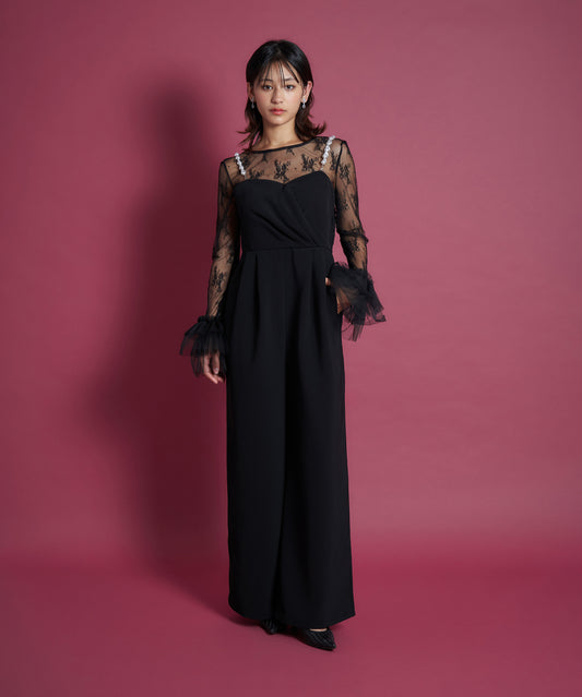 2WAY PEARL STRAP PANTS DRESS