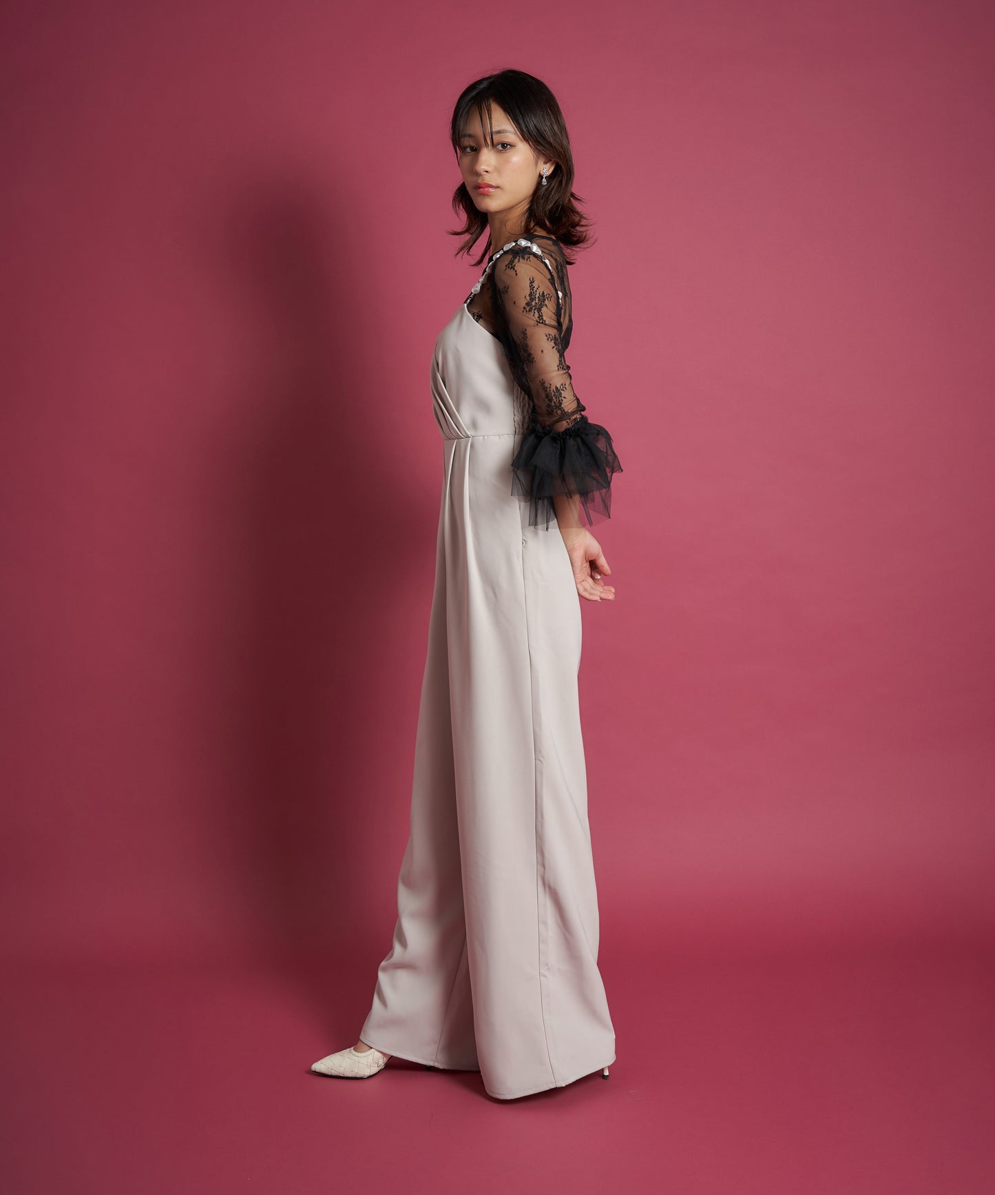 2WAY PEARL STRAP PANTS DRESS