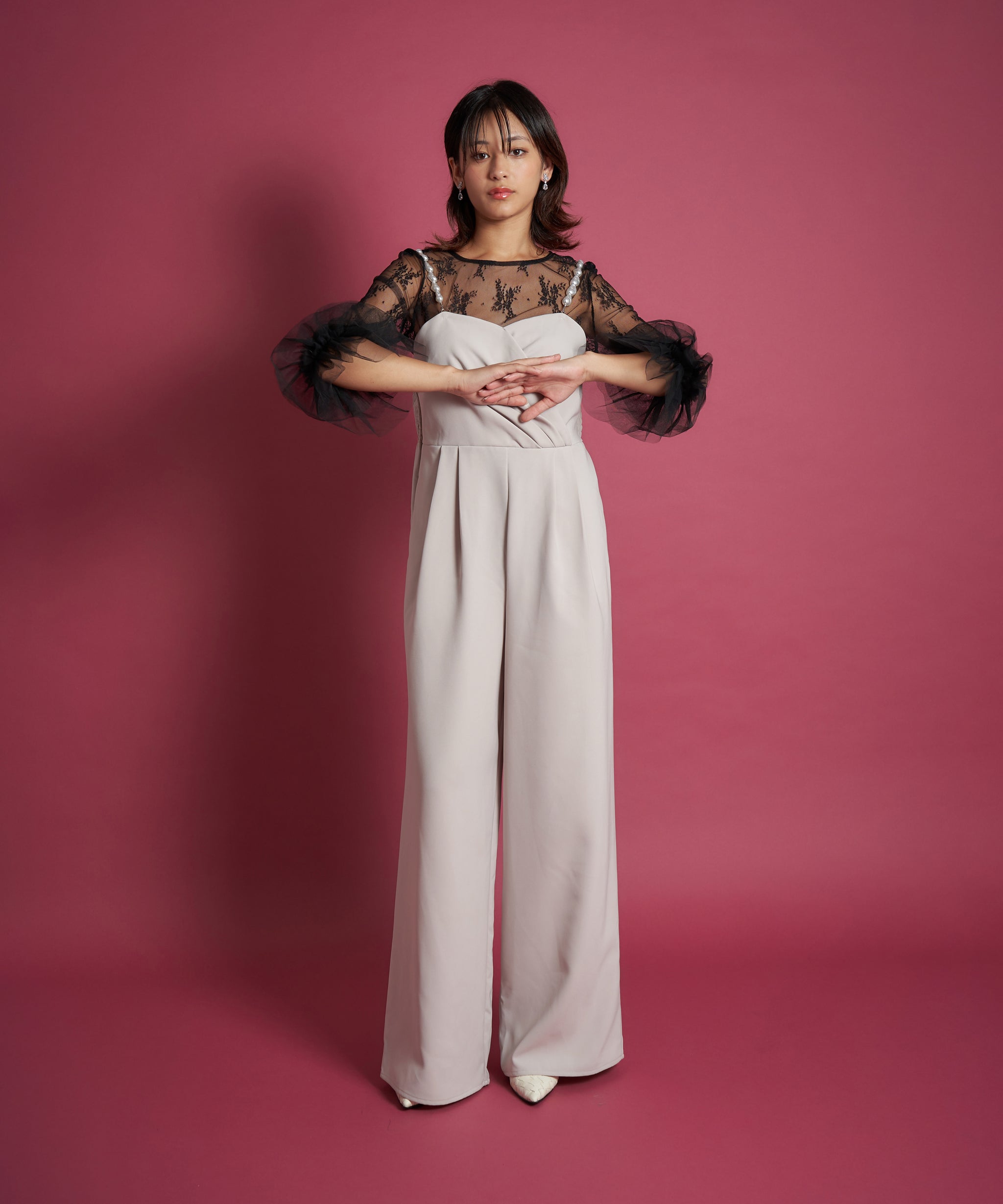 2WAY PEARL STRAP PANTS DRESS