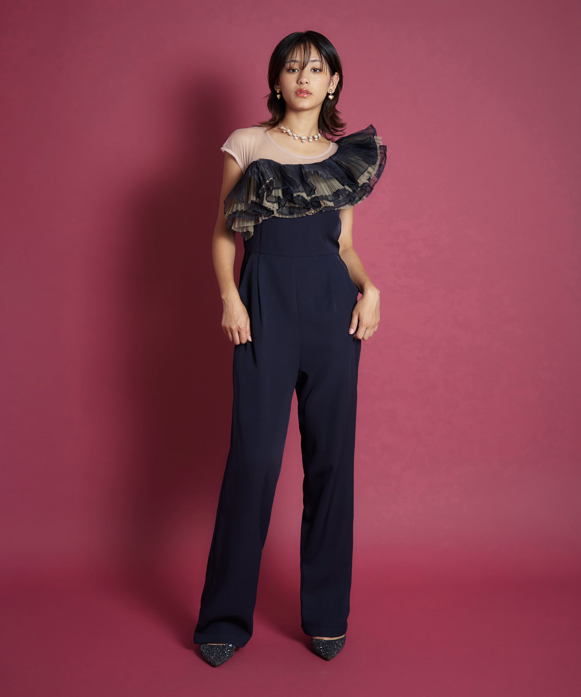 モデルサイズ：162cm B80 W59 H83 / 着用：ネイビー M