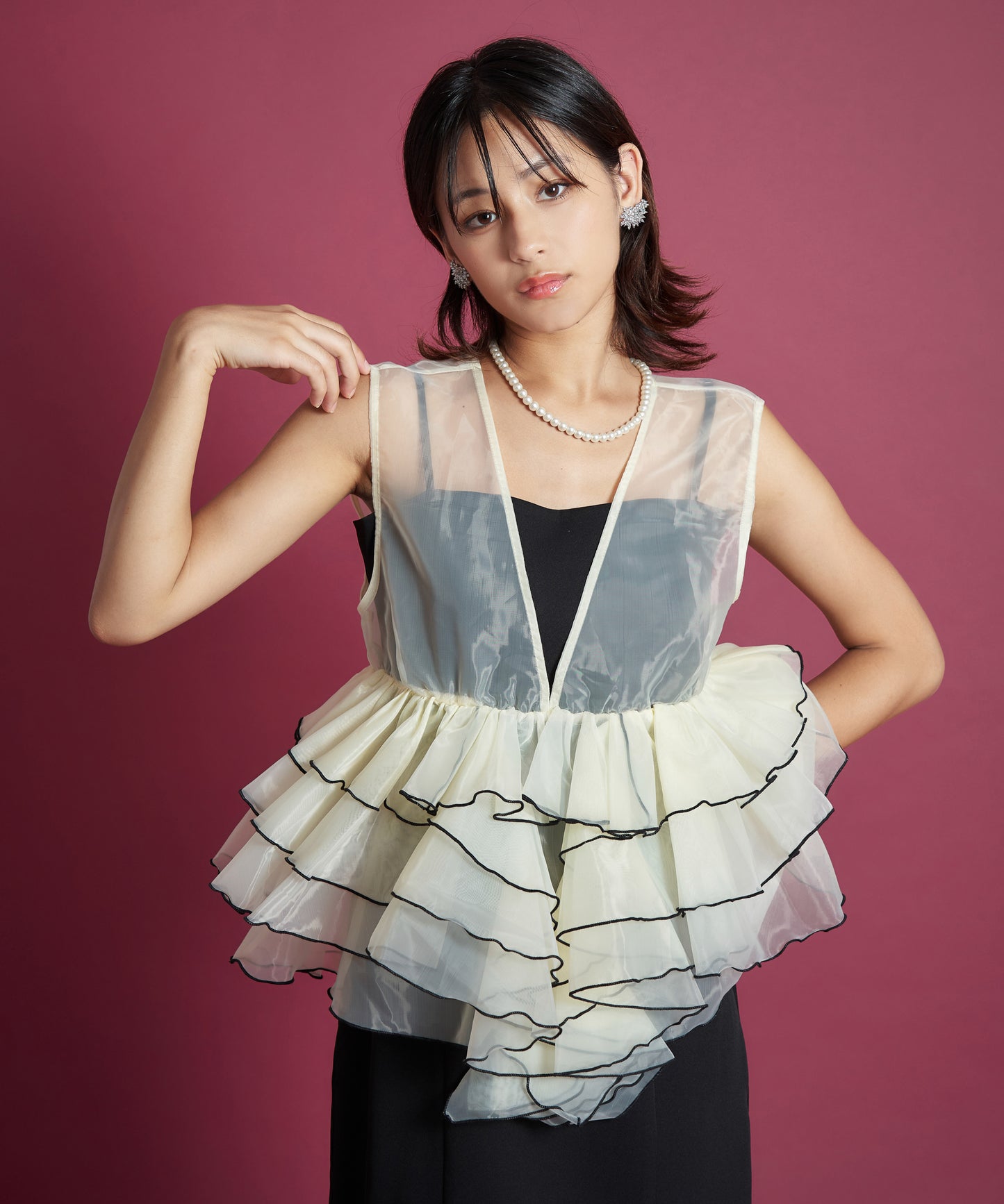 SHEER VOLUME TOP DRESS