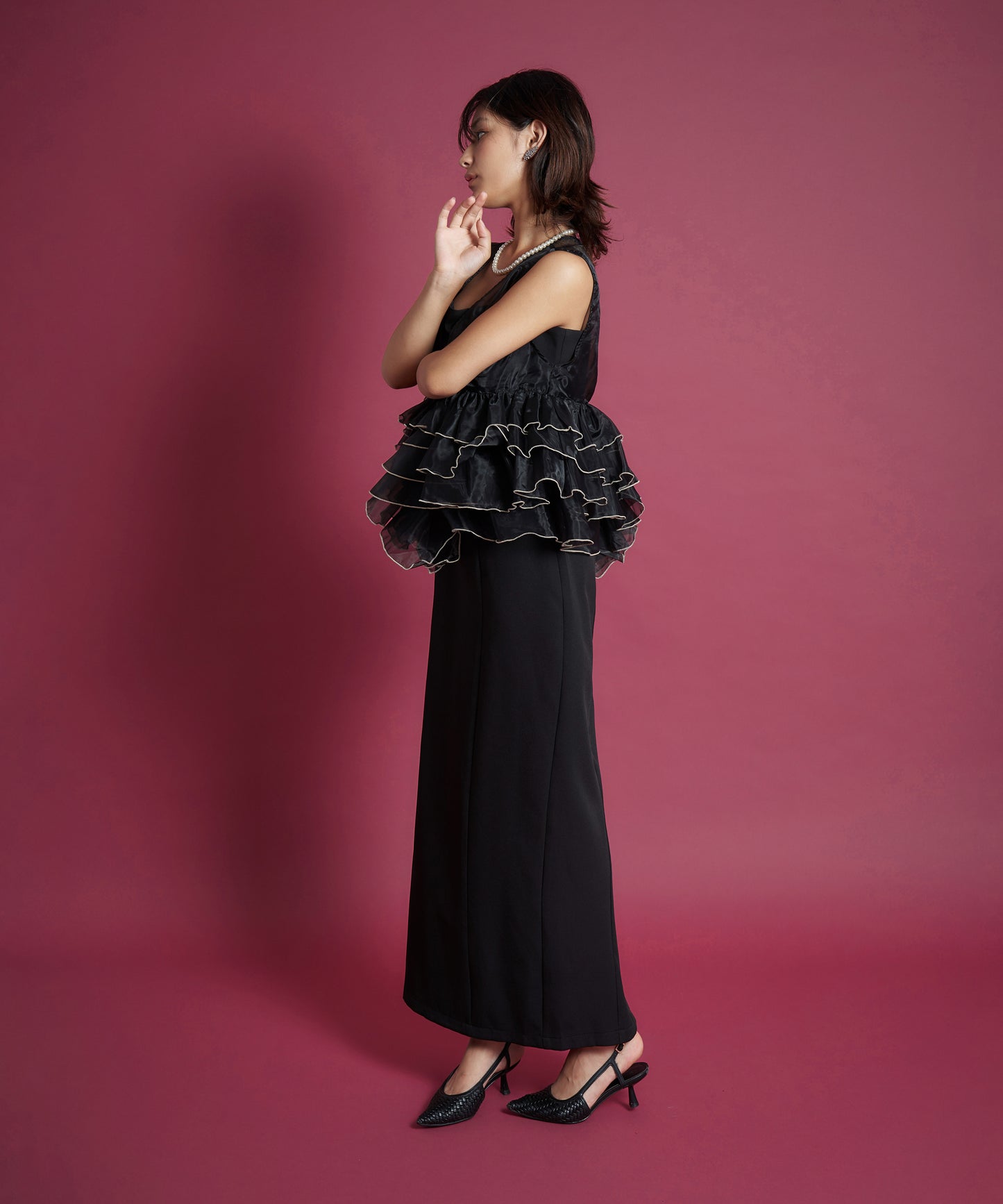 SHEER VOLUME TOP DRESS