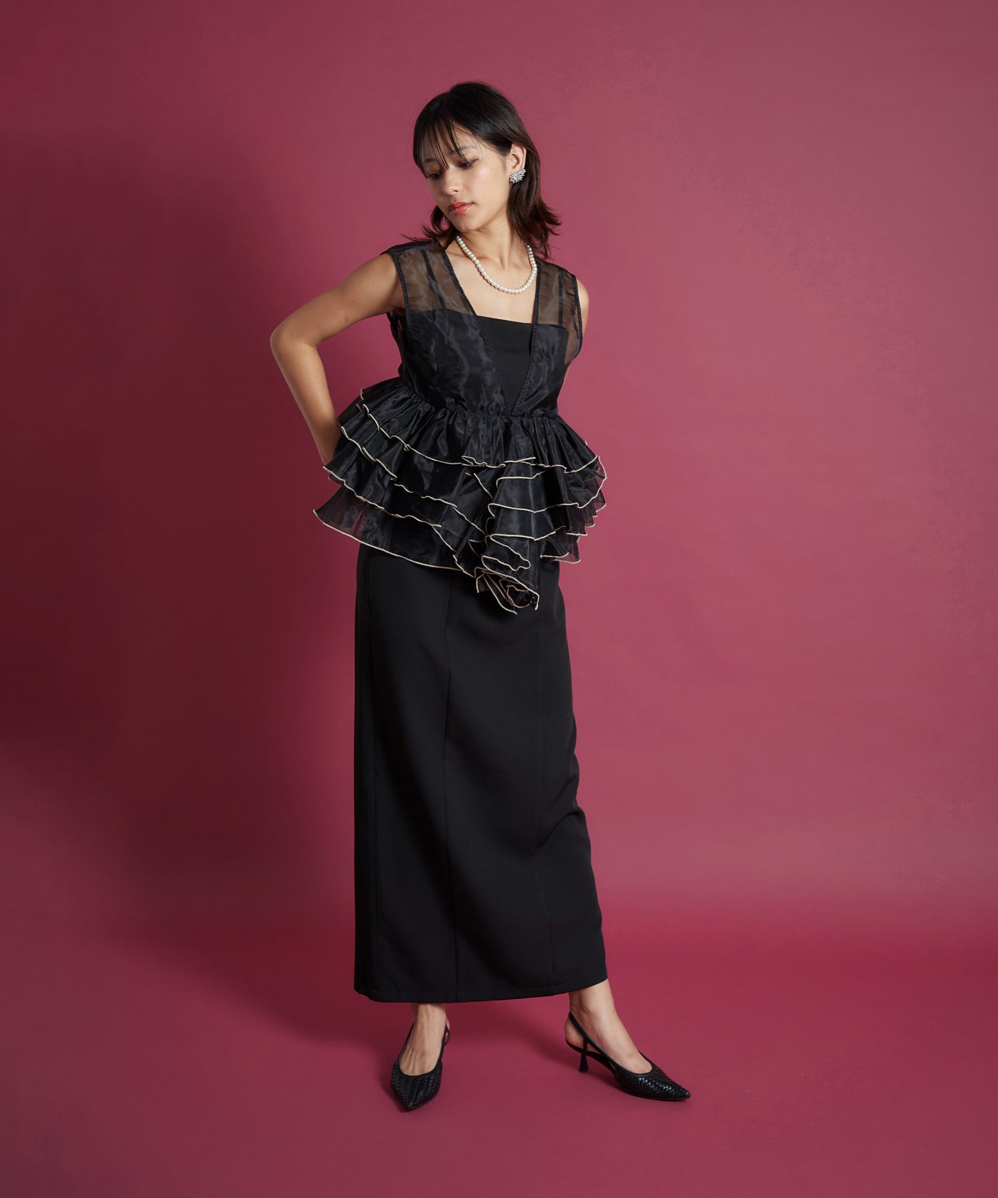 SHEER VOLUME TOP DRESS
