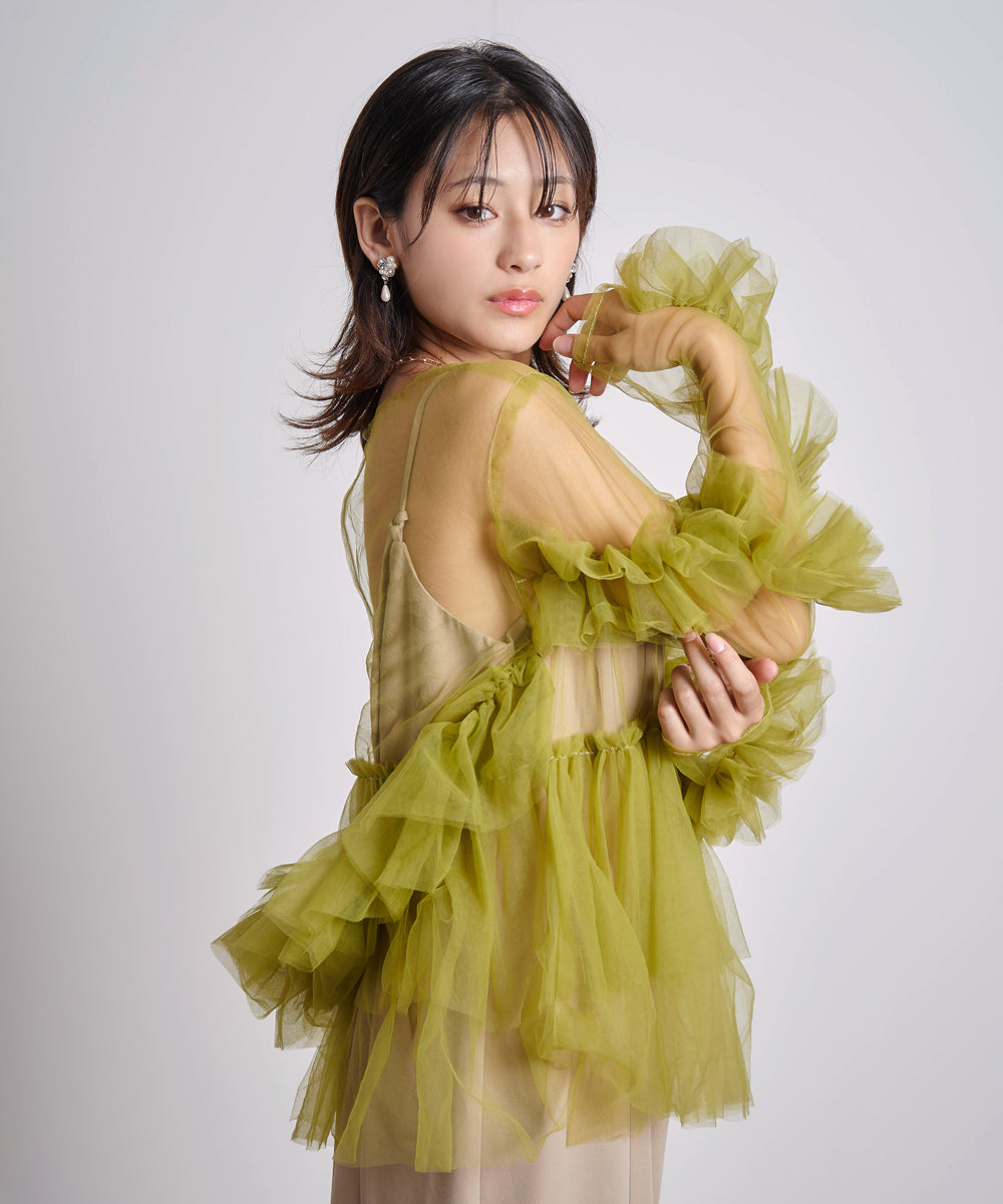 モデルサイズ：162cm B80 W59 H83 / 着用：グリーン