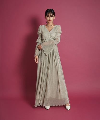 LAME PLEATS DRESS