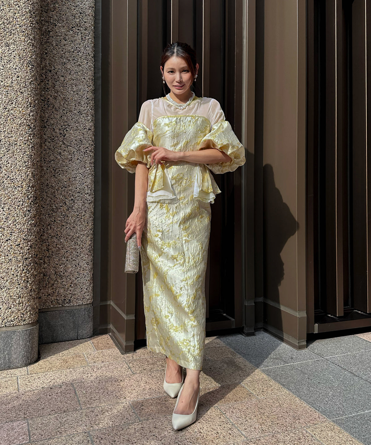 JACQUARD OFF SHOLDER DRESS