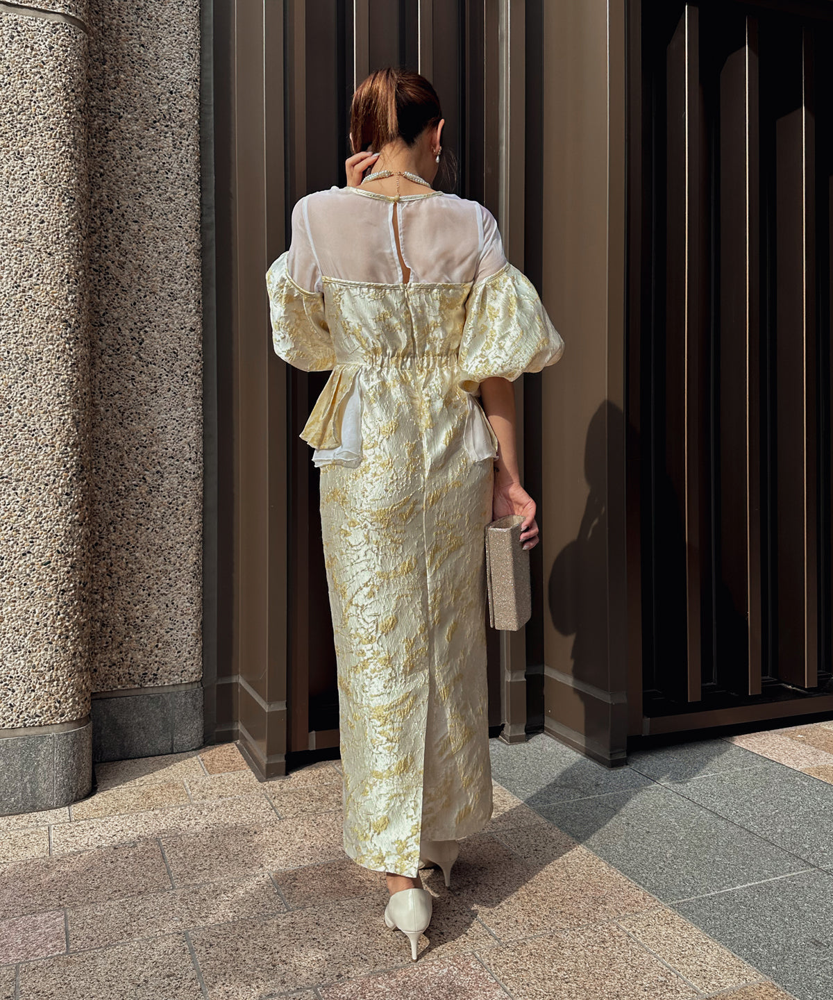 JACQUARD OFF SHOLDER DRESS