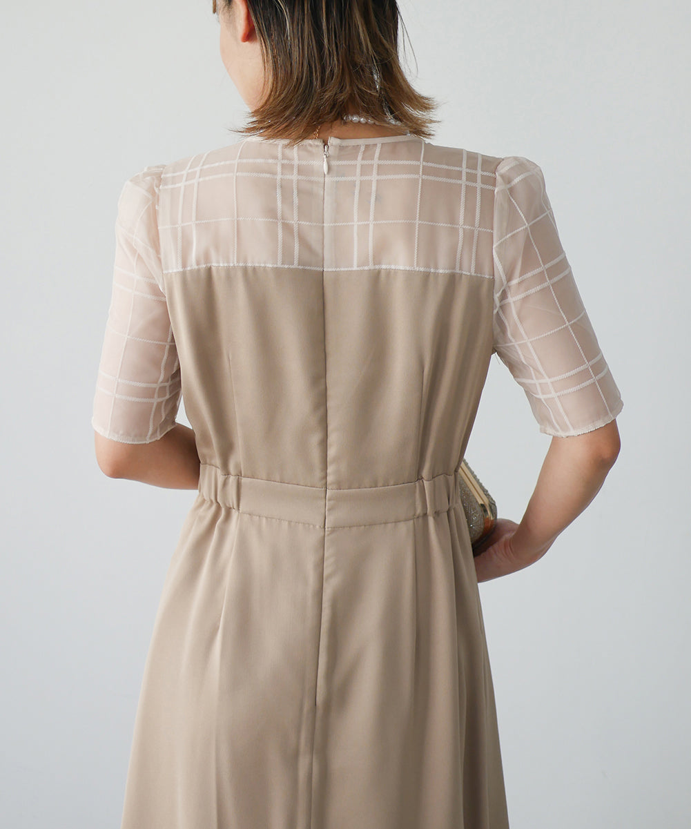 PLAID LACE PENCIL DRESS