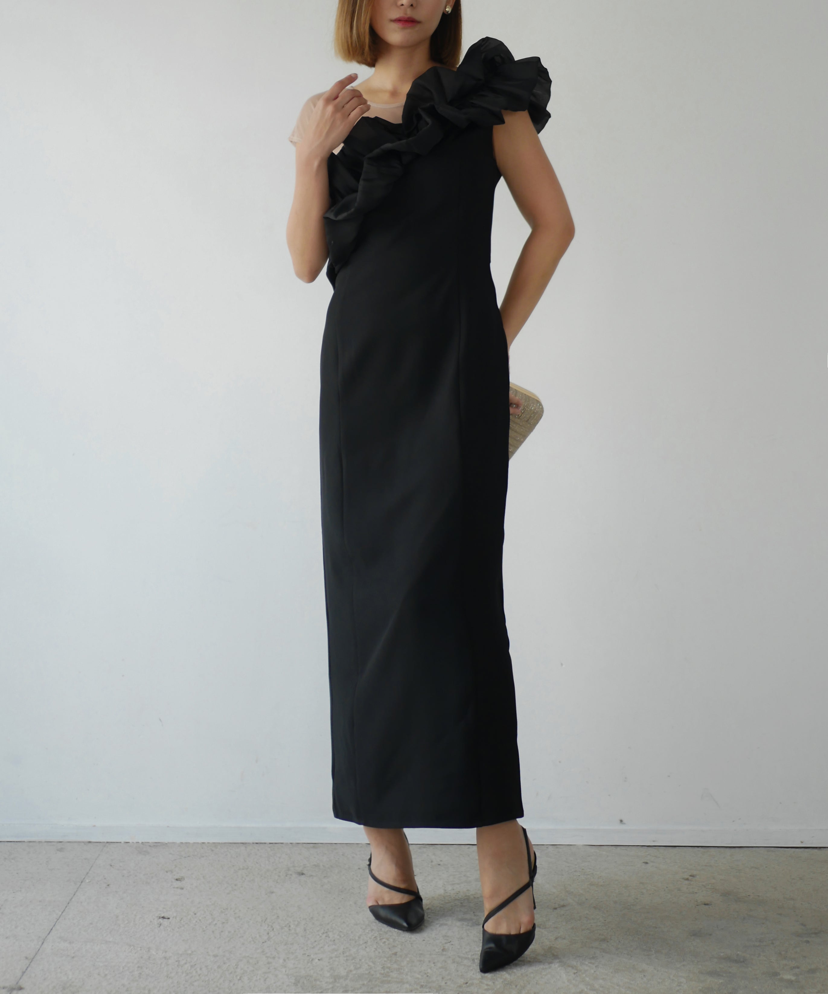 SHINY FRILL DRESS