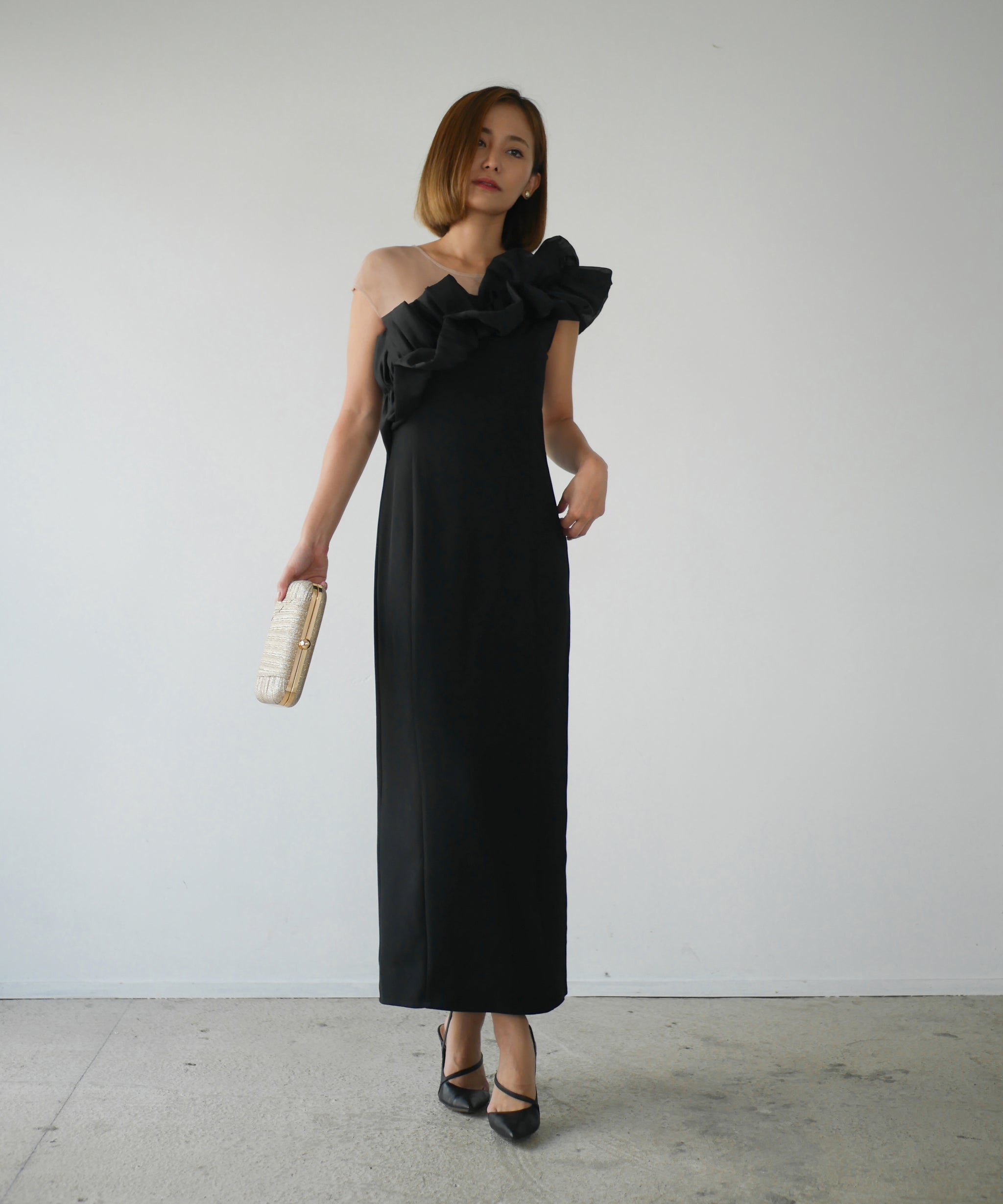 SHINY FRILL DRESS