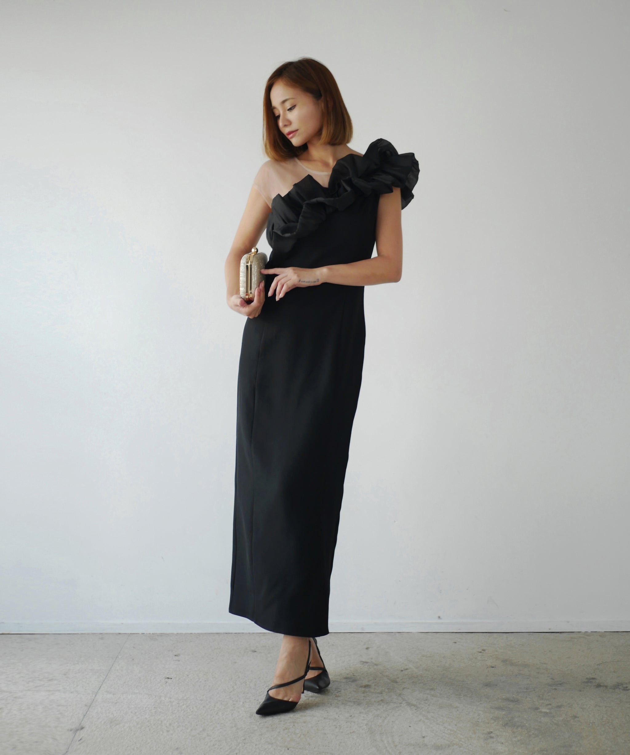 SHINY FRILL DRESS