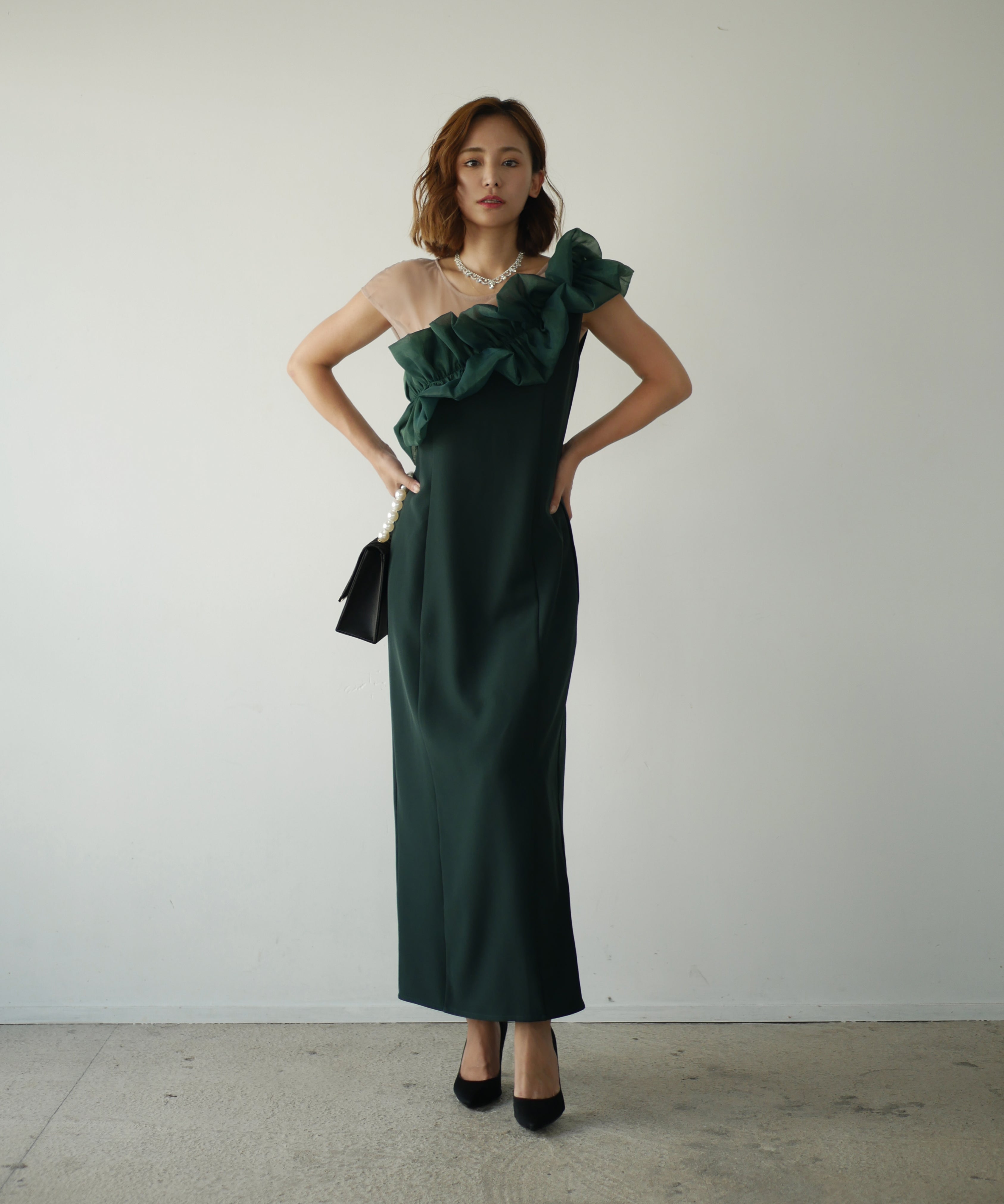 SHINY FRILL DRESS