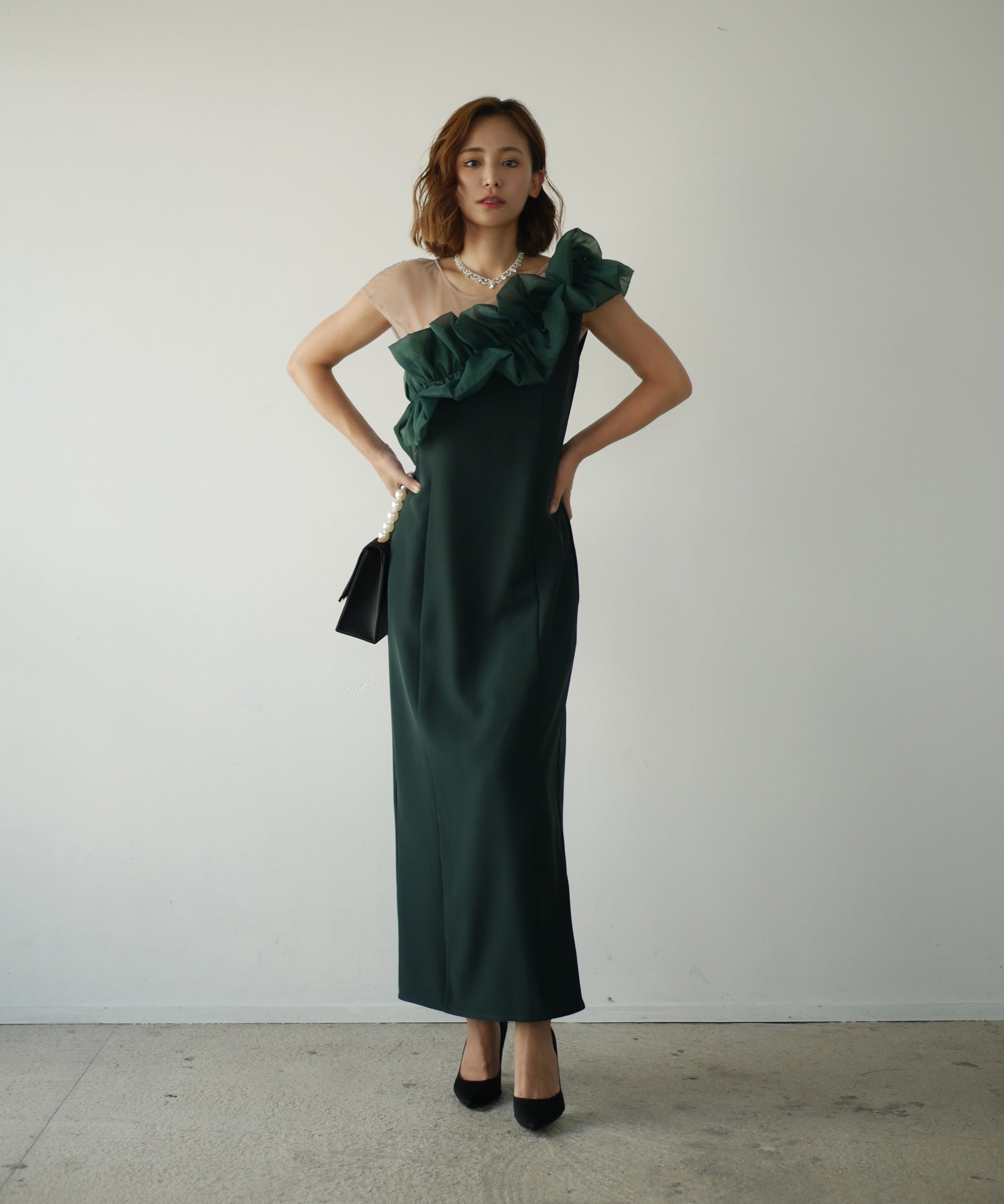 SHINY FRILL DRESS