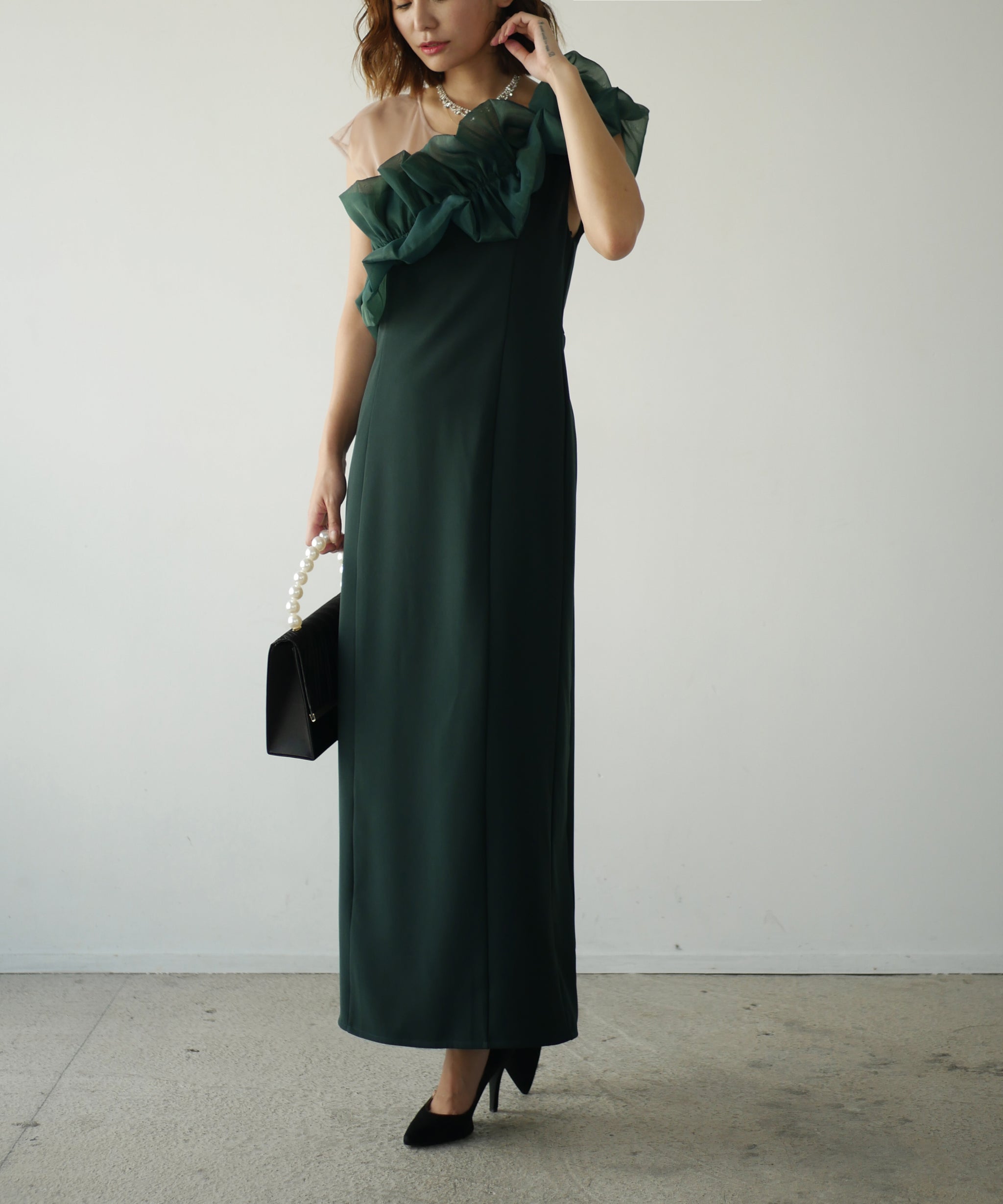 SHINY FRILL DRESS