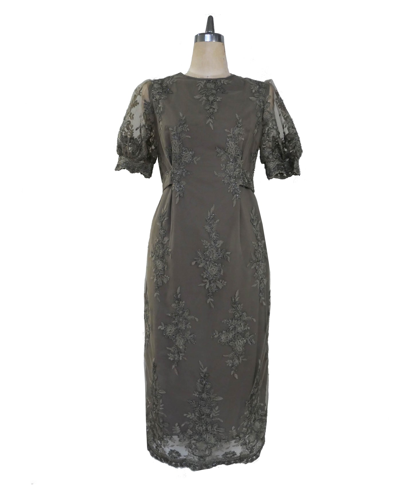 EMBROIDERY LACE PENCIL DRESS
