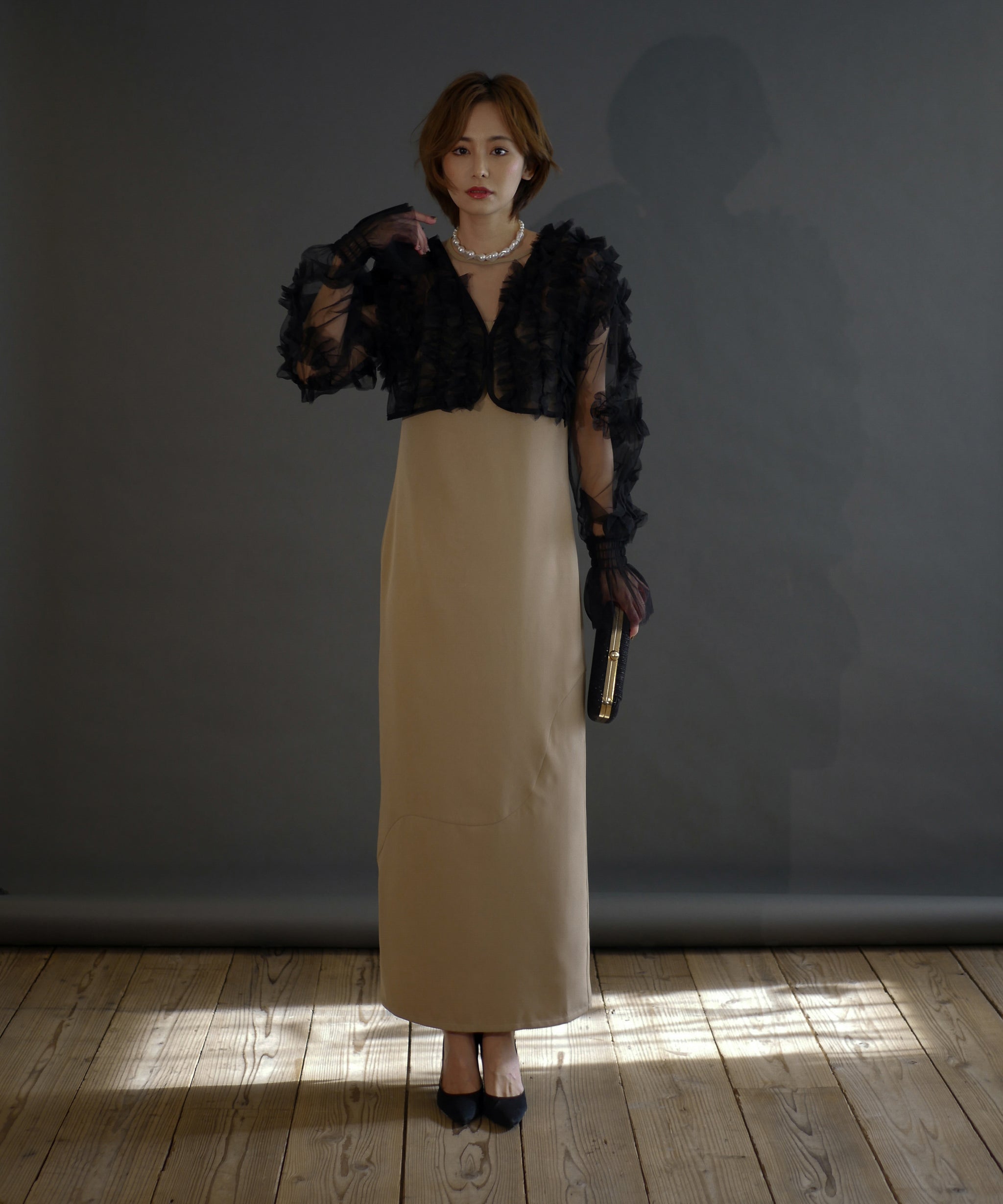 モデルサイズ：160cm B84 W61 H84 / 着用：ベージュ×ブラック S