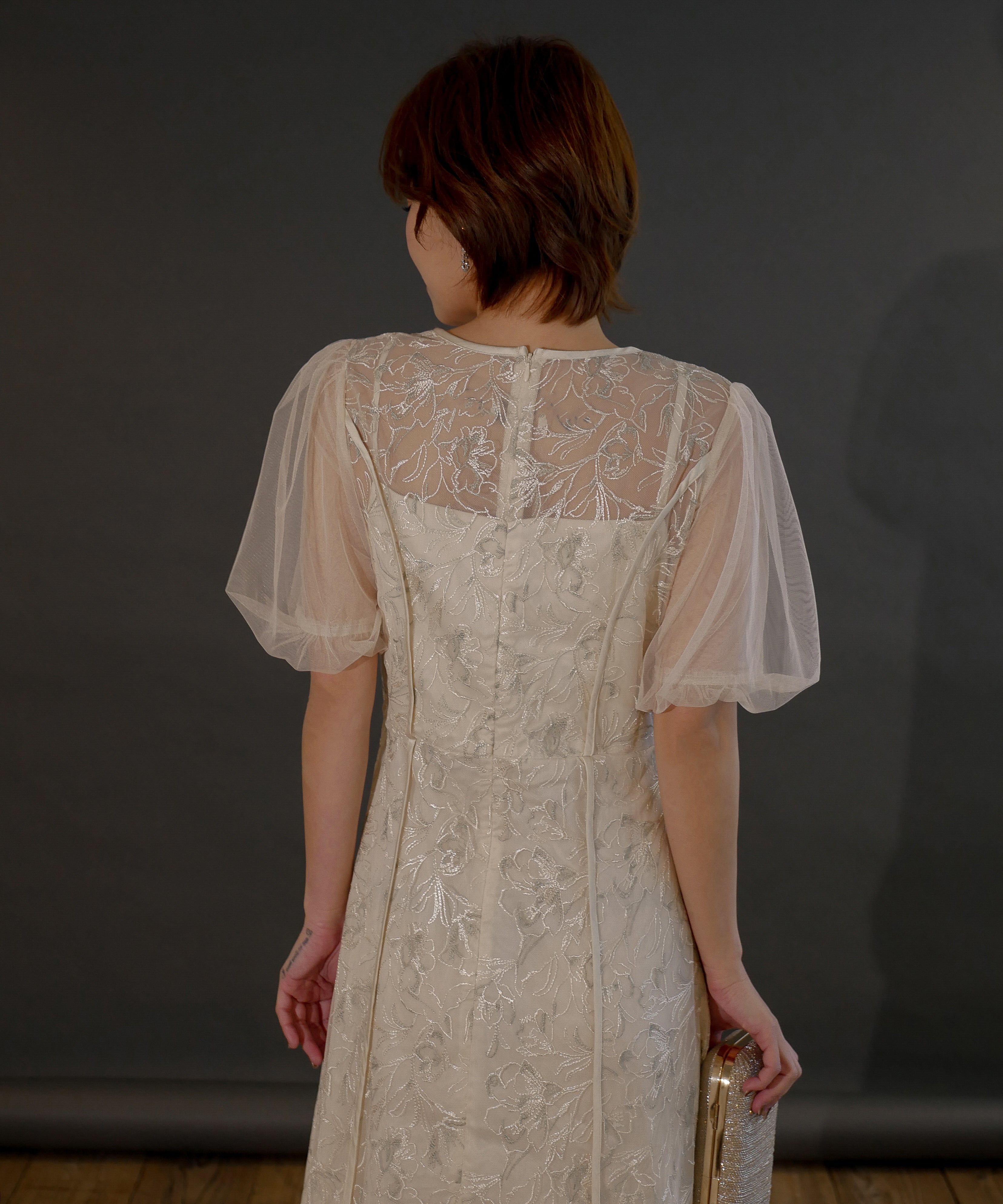 PUFF SLEEVE LACE DRESS