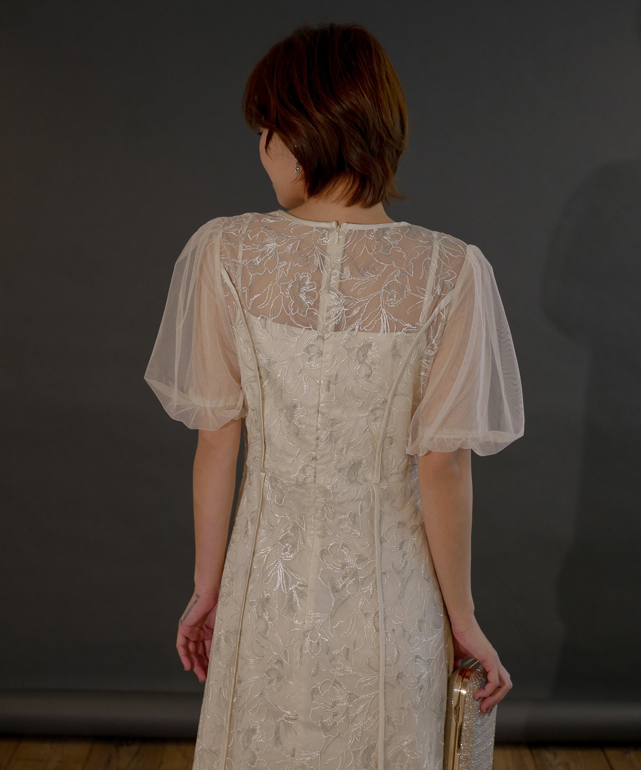 PUFF SLEEVE LACE DRESS