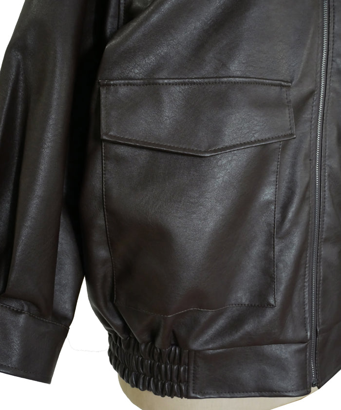 F/LEATHER STAND OVER BLOUSON