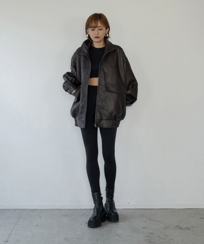 F/LEATHER STAND OVER BLOUSON