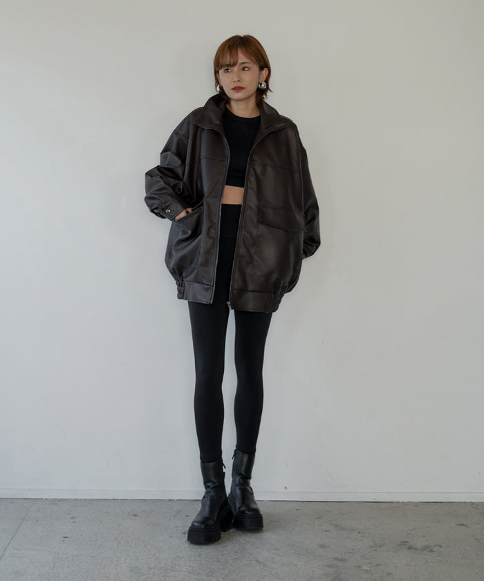 F/LEATHER STAND OVER BLOUSON