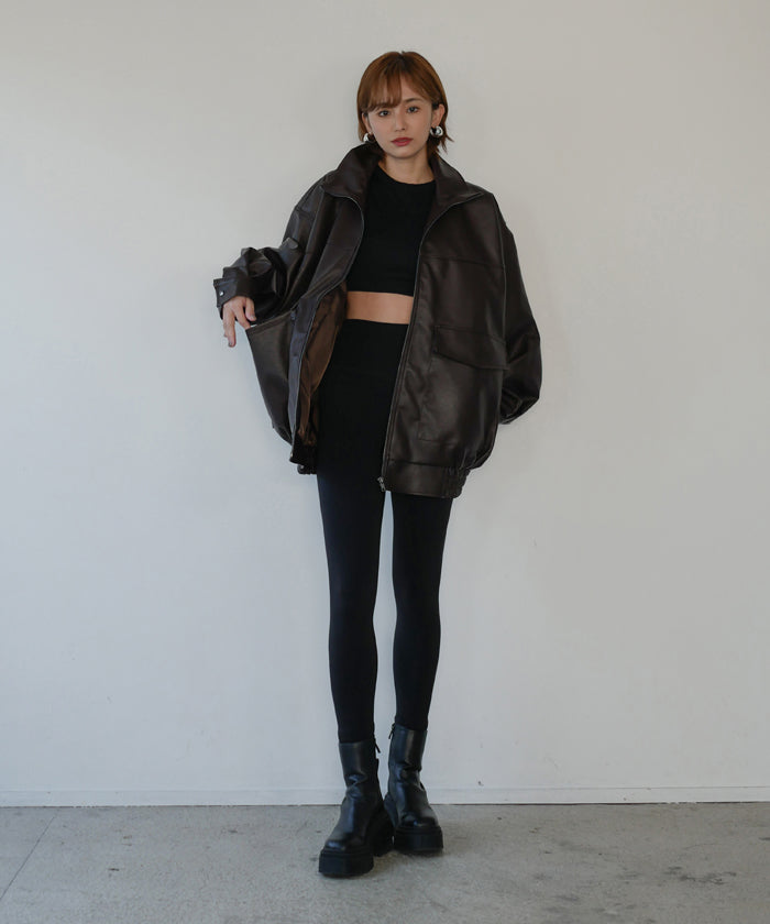 F/LEATHER STAND OVER BLOUSON