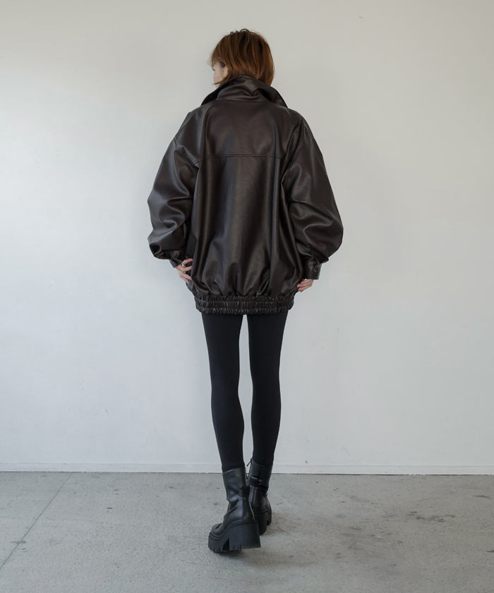 F/LEATHER STAND OVER BLOUSON