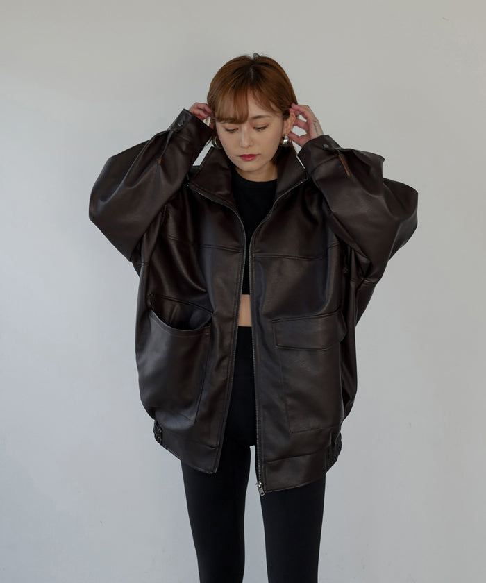 F/LEATHER STAND OVER BLOUSON