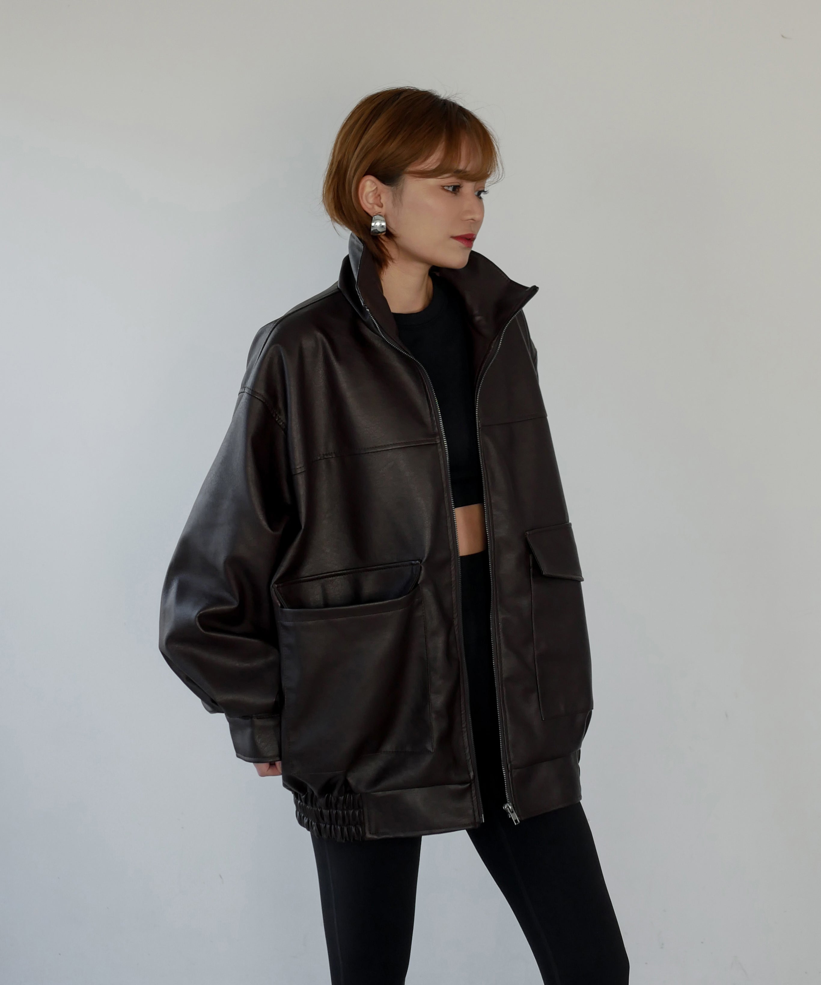 F/LEATHER STAND OVER BLOUSON – My shawty