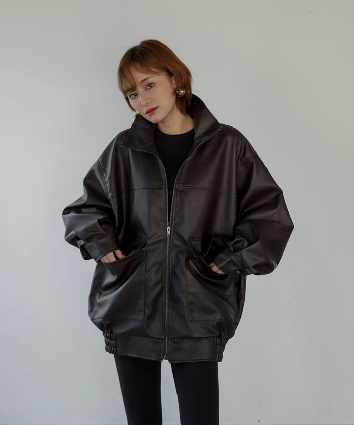 F/LEATHER STAND OVER BLOUSON