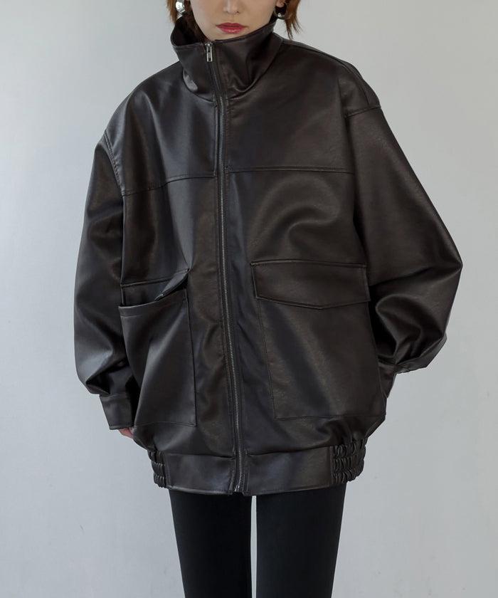 F/LEATHER STAND OVER BLOUSON
