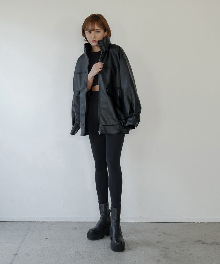 F/LEATHER STAND OVER BLOUSON