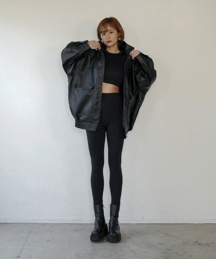 F/LEATHER STAND OVER BLOUSON