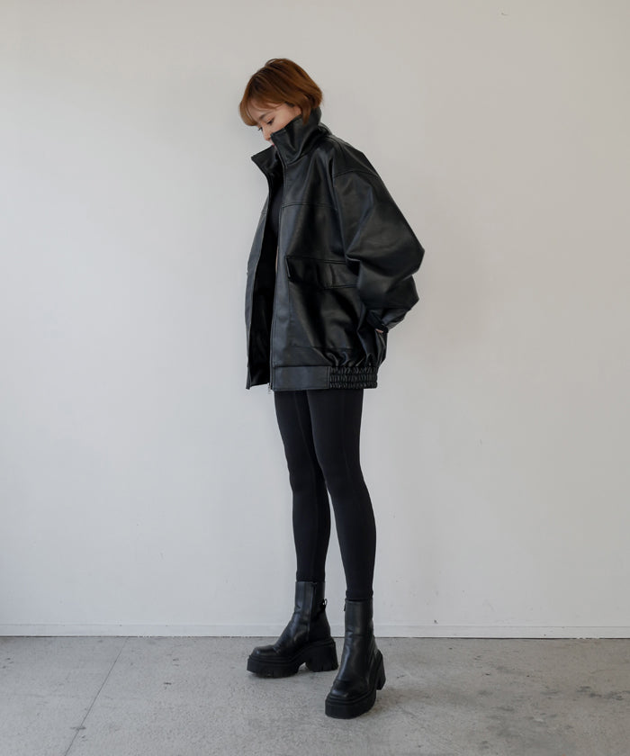F/LEATHER STAND OVER BLOUSON