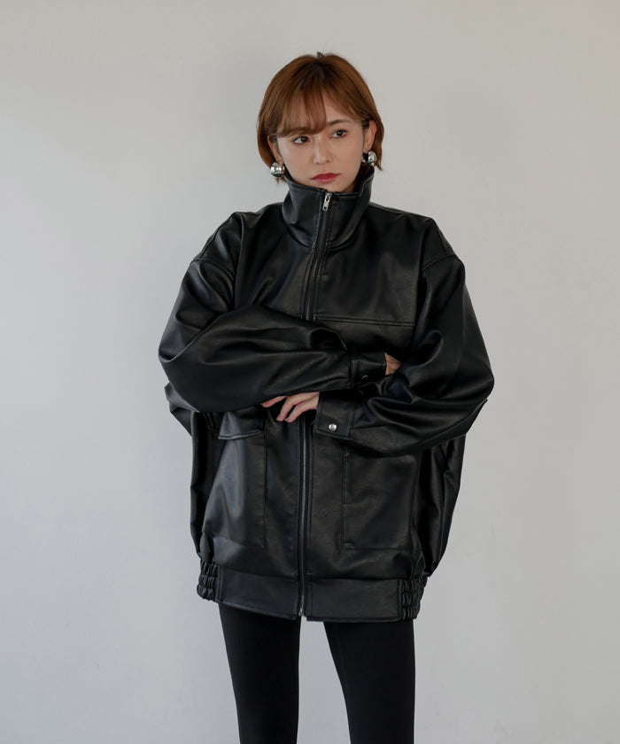 F/LEATHER STAND OVER BLOUSON