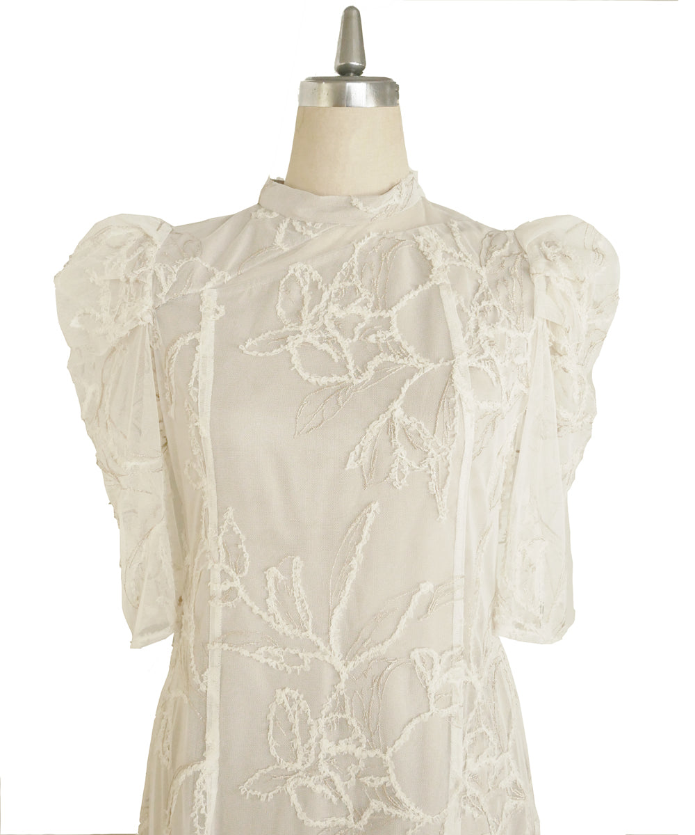 FRINGE LACE FLARE DRESS