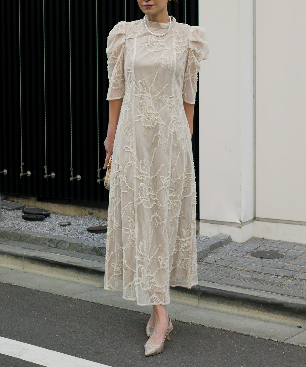 FRINGE LACE FLARE DRESS