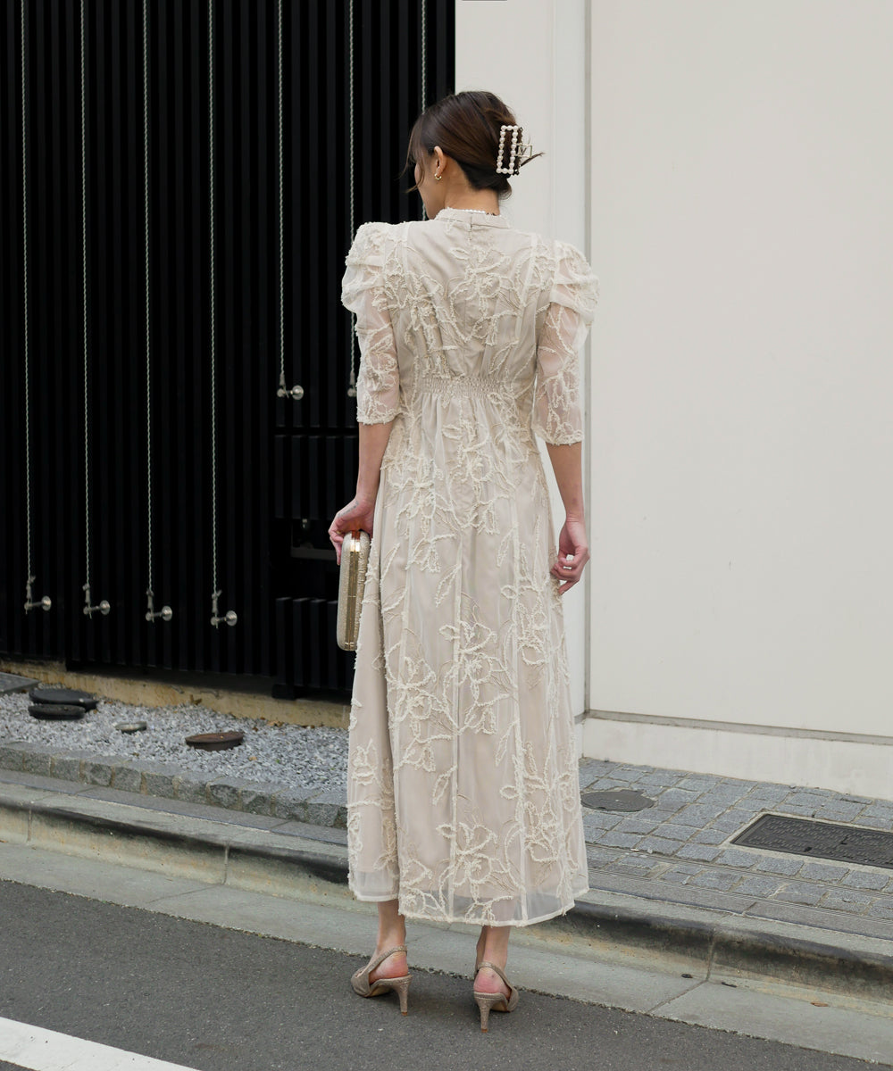 FRINGE LACE FLARE DRESS