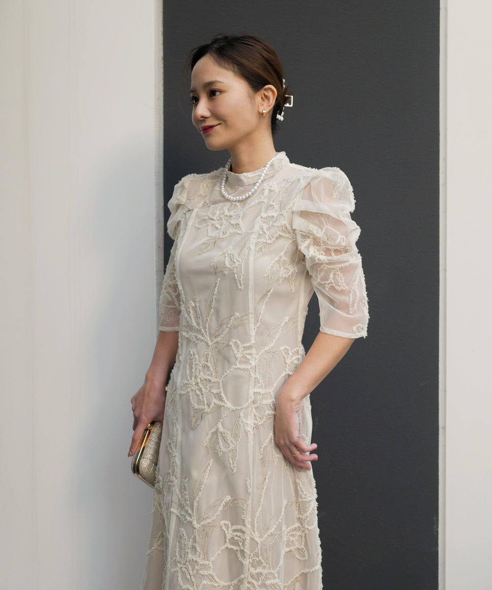 FRINGE LACE FLARE DRESS