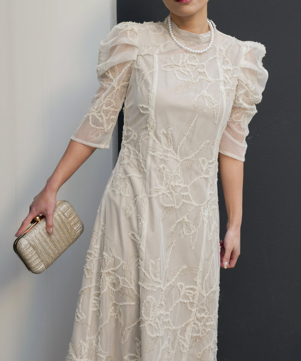 FRINGE LACE FLARE DRESS