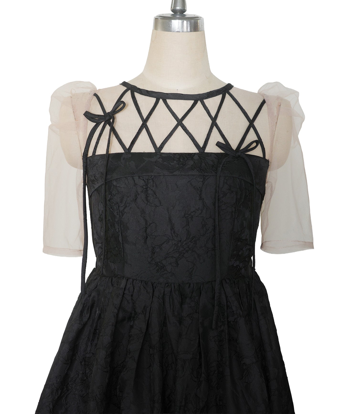 RIBBON MOTIF JACQUARD DRESS