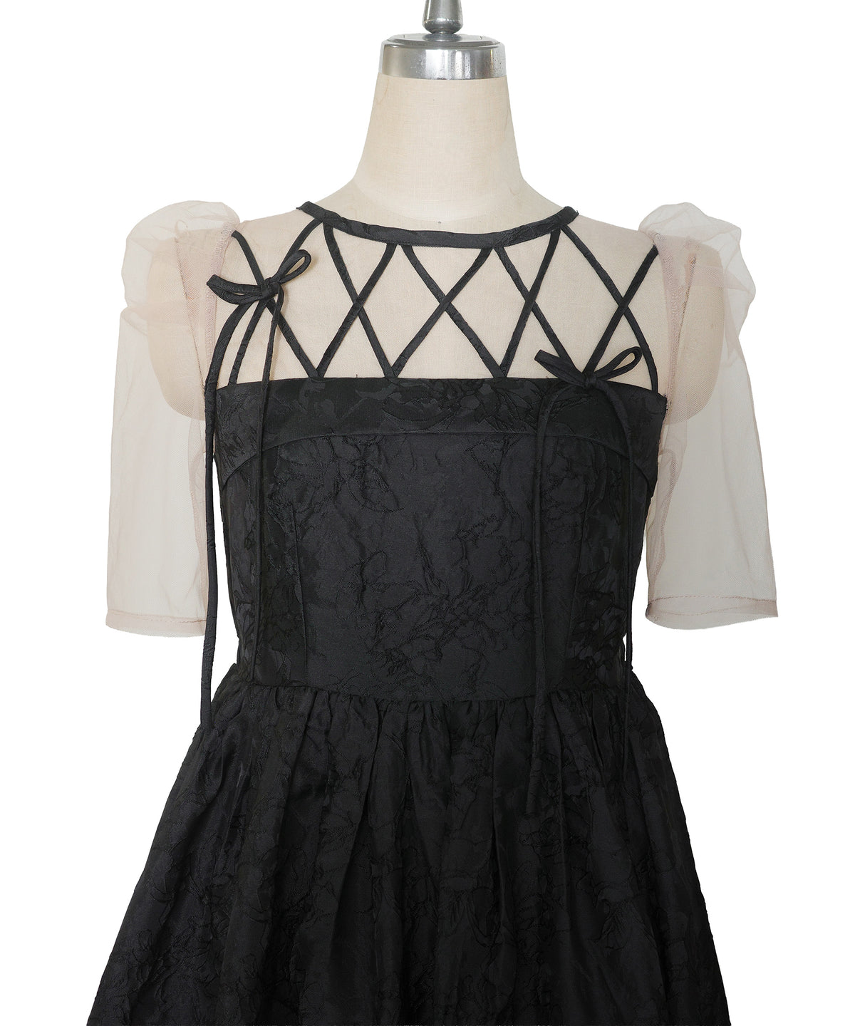RIBBON MOTIF JACQUARD DRESS
